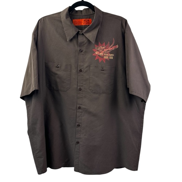 Red Kap + Andrew Bawidamann Flying Tigers Short-Sleeve Button Up Shirt Workshirt - Picture 3 of 12